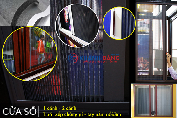 Cửa sổ dạng cửa lưới chống muỗi xếp có ray