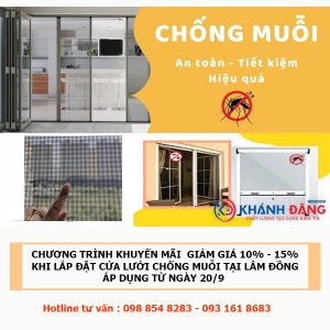 Giảm giá 10% - 15% Khi lắp đặt cửa lưới chống muỗi