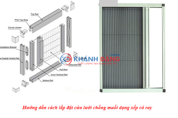 Cấu tạo cửa lưới chống muỗi dạng xếp